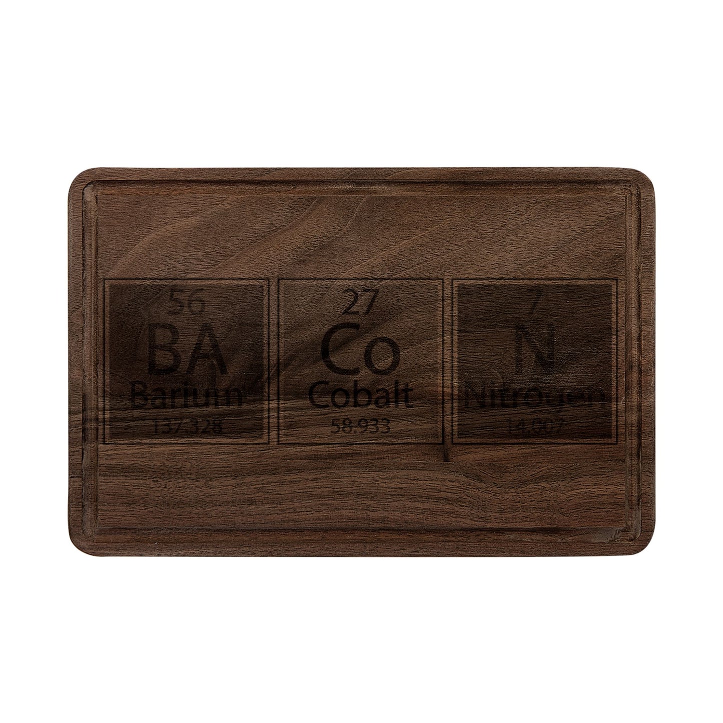Engraved 'BaCoN' Periodic Table Cutting Board — Personalized Wooden Cutting/Serving Board for Chefs & Food Lovers