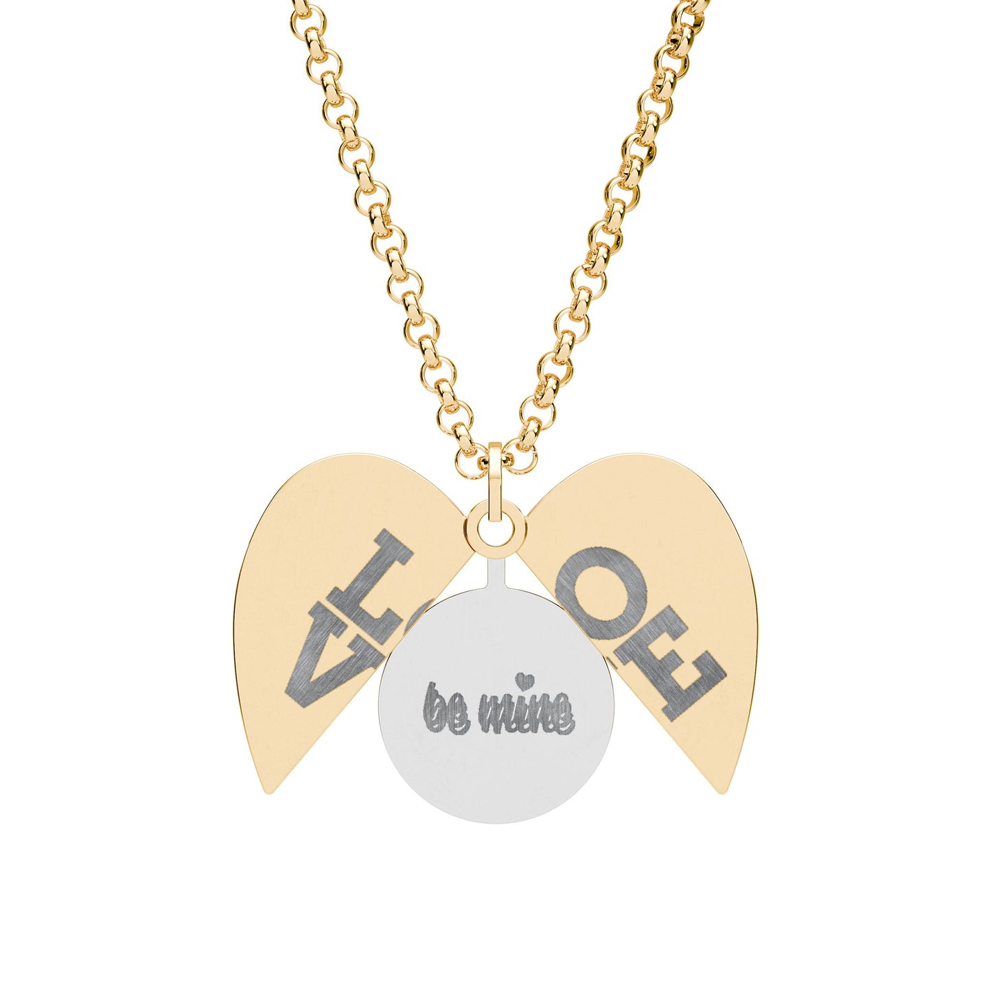 Engraved Hidden Message Heart Necklace — Split 'LOVE' Locket with Secret Disc