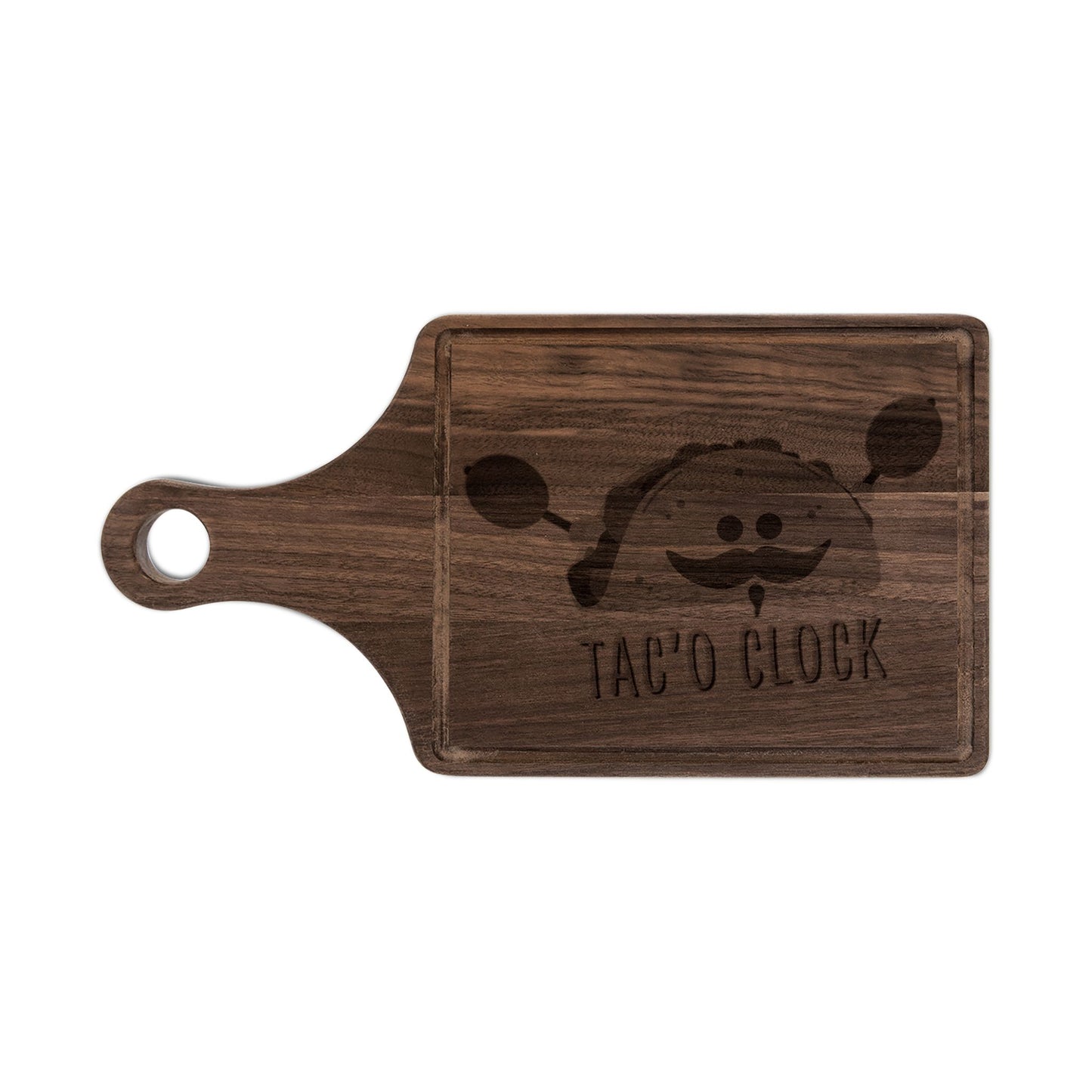 Taco Clock Engraved Wooden Cutting Board