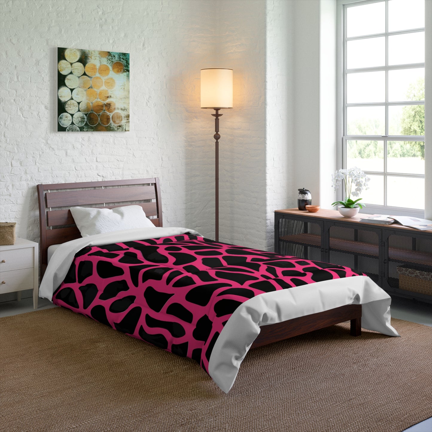 Pink Giraffe Print Comforter