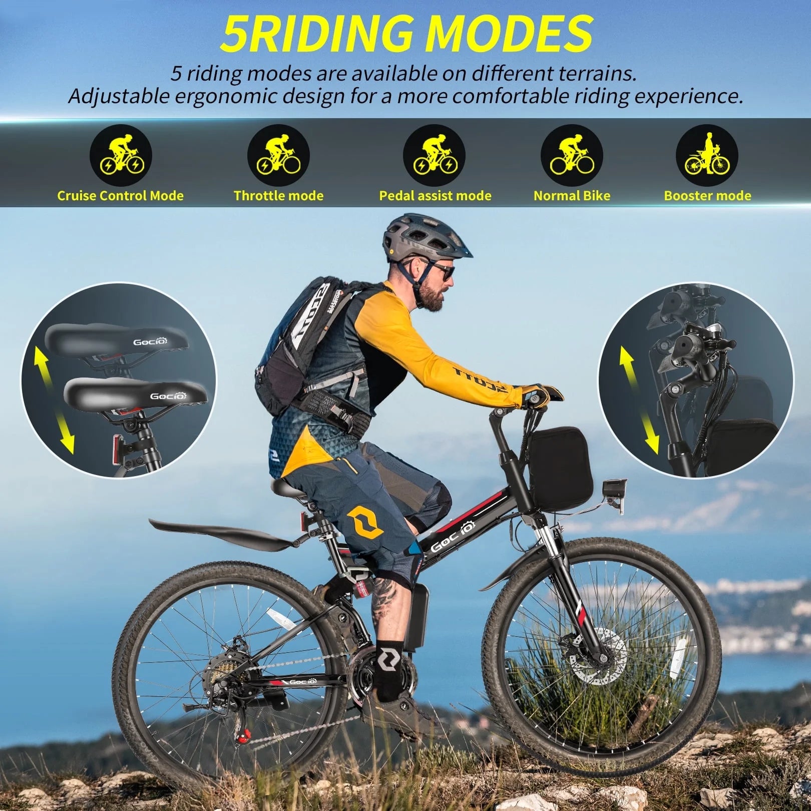 26" Folding Electric Bike for Adults, 750W Peak Motor 48V 7.8Ah Battery, 21 Speed Mountain Ebike, UL2849