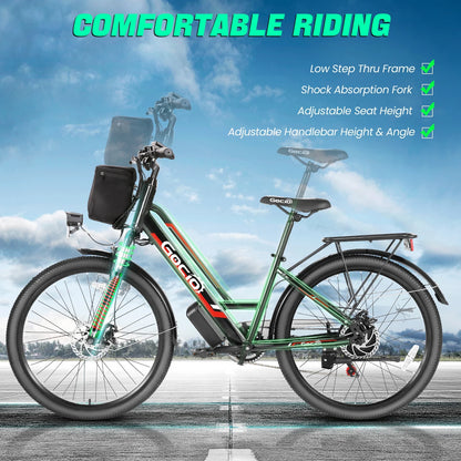UL2849 Certified 26" Electric Bike for Adults, 750W Peak Motor, 48V 7.8Ah Battery, 19.8 Mph 7-Speed Commuter Ebike with Disc Brakes