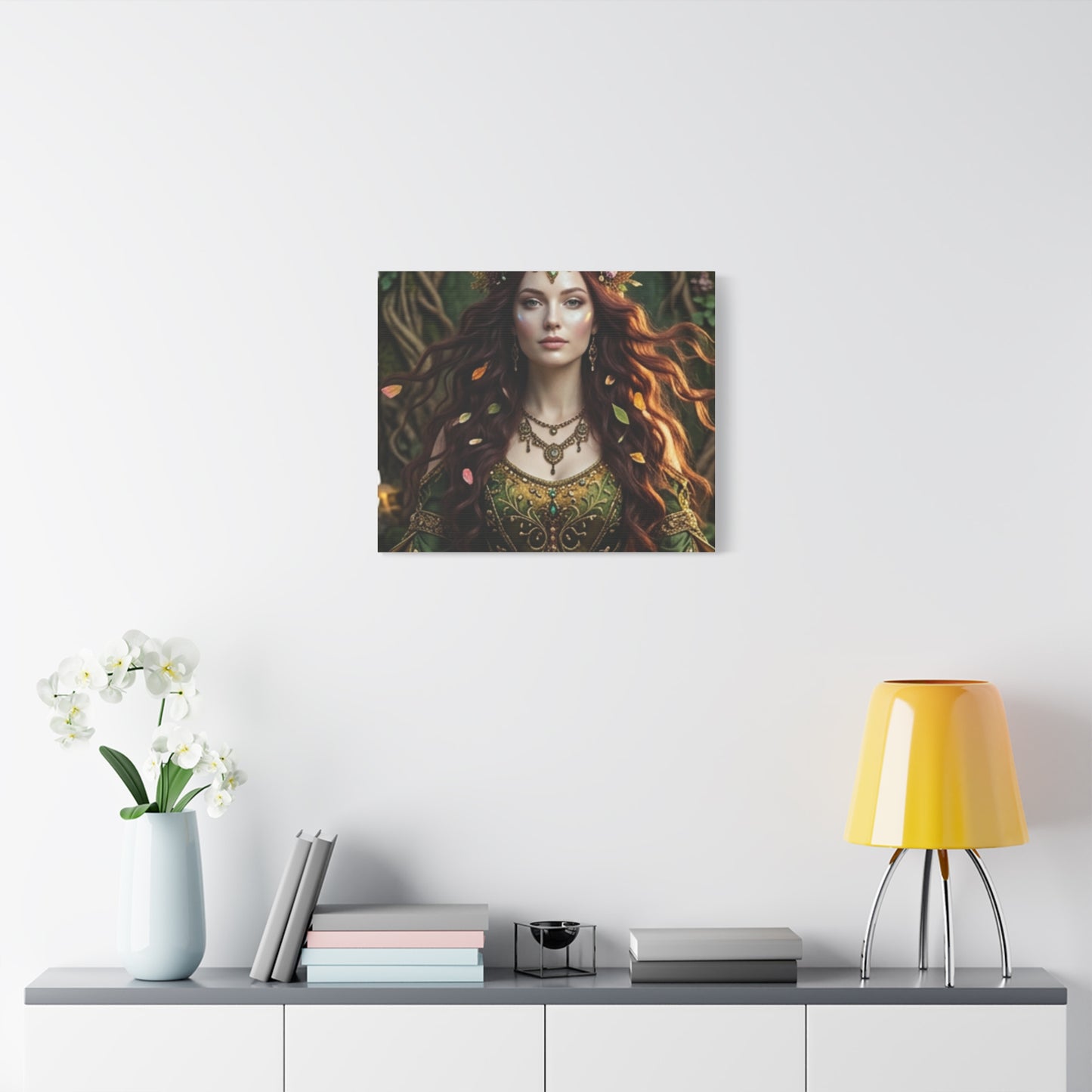 Forest Goddess Canvas Print – Ethereal Redhead Portrait Matte Stretched Wall Art