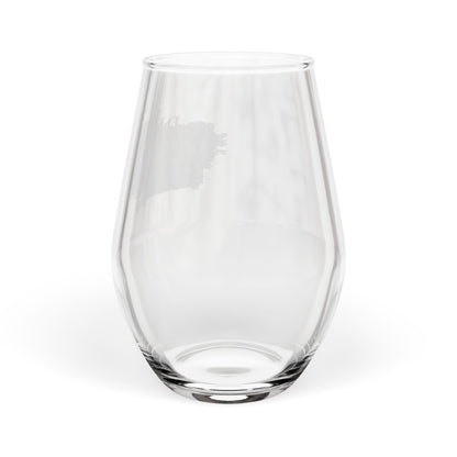 Stemless Wine Glass — Red, White & Blue 'Bed Wine Blue' Patriotic Design, 11.75oz