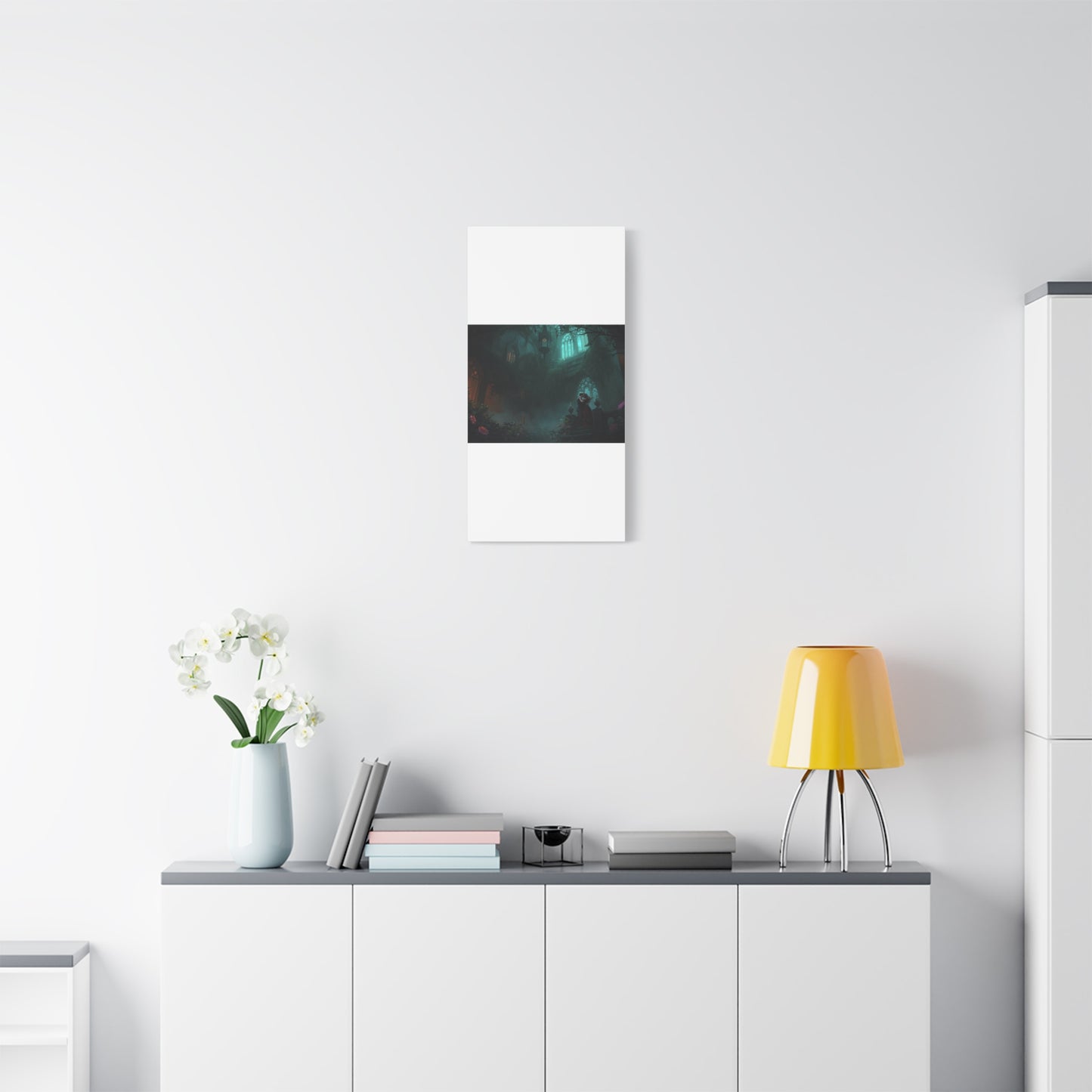 Gothic Romance Matte Canvas Wall Art — Enchanted Ruins with Lovers