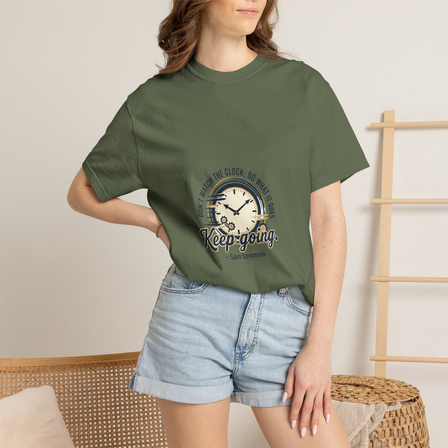 Keep Going Clock Graphic T-Shirt — Inspirational Quote Tee