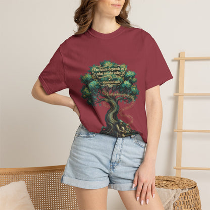 Tree of Wisdom T‑Shirt — "The future depends on what we do today" Nature Quote Tee