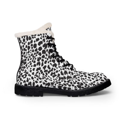 Men's Leopard Print Fur-Lined Leather Boots — Cozy Winter Ankle Boots