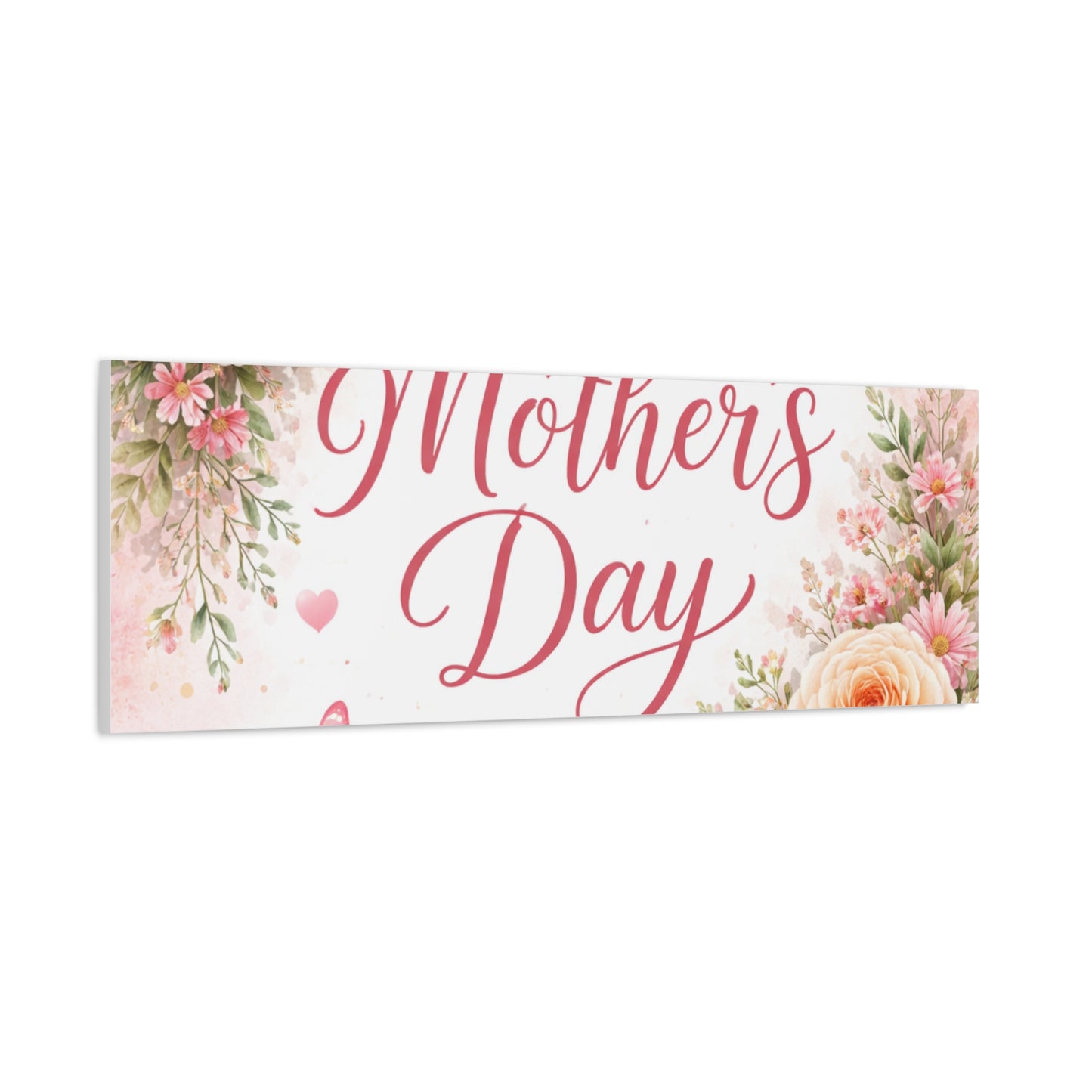 Mother's Day Canvas Wall Art - "Happy Mother's Day" Floral Stretched Matte Print