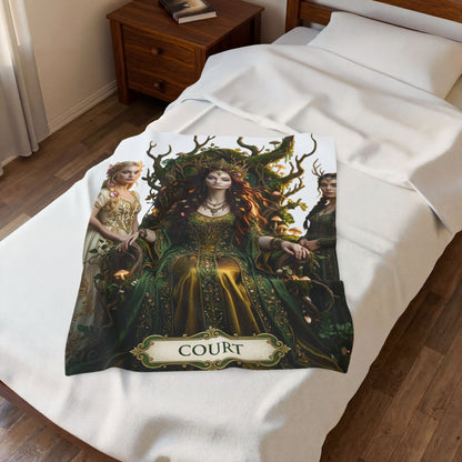 Court of the Forest Queen Velveteen Plush Blanket — Fantasy Goddess Throw