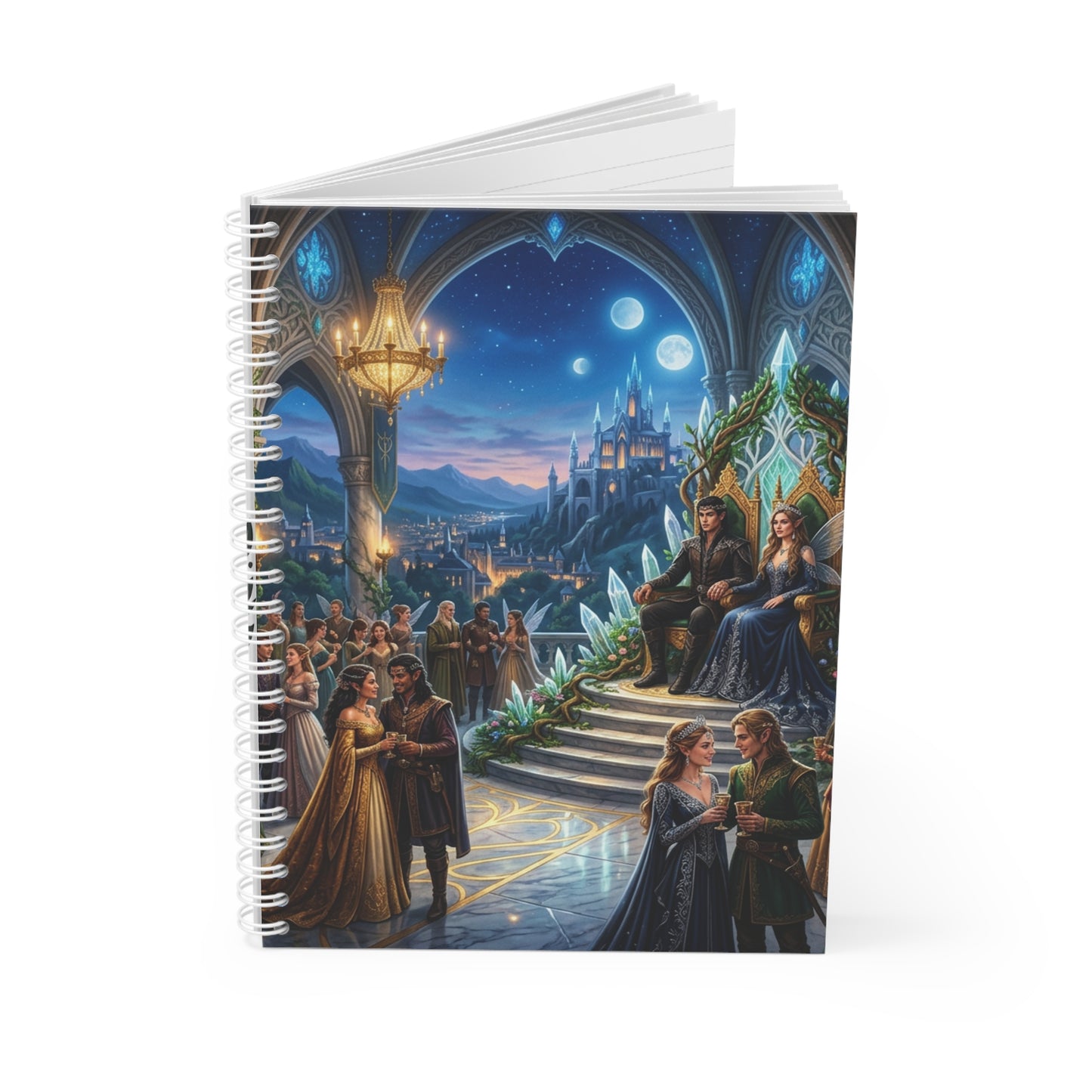 Fantasy Fairy Court Spiral Notebook — Enchanted Castle Ball Journal
