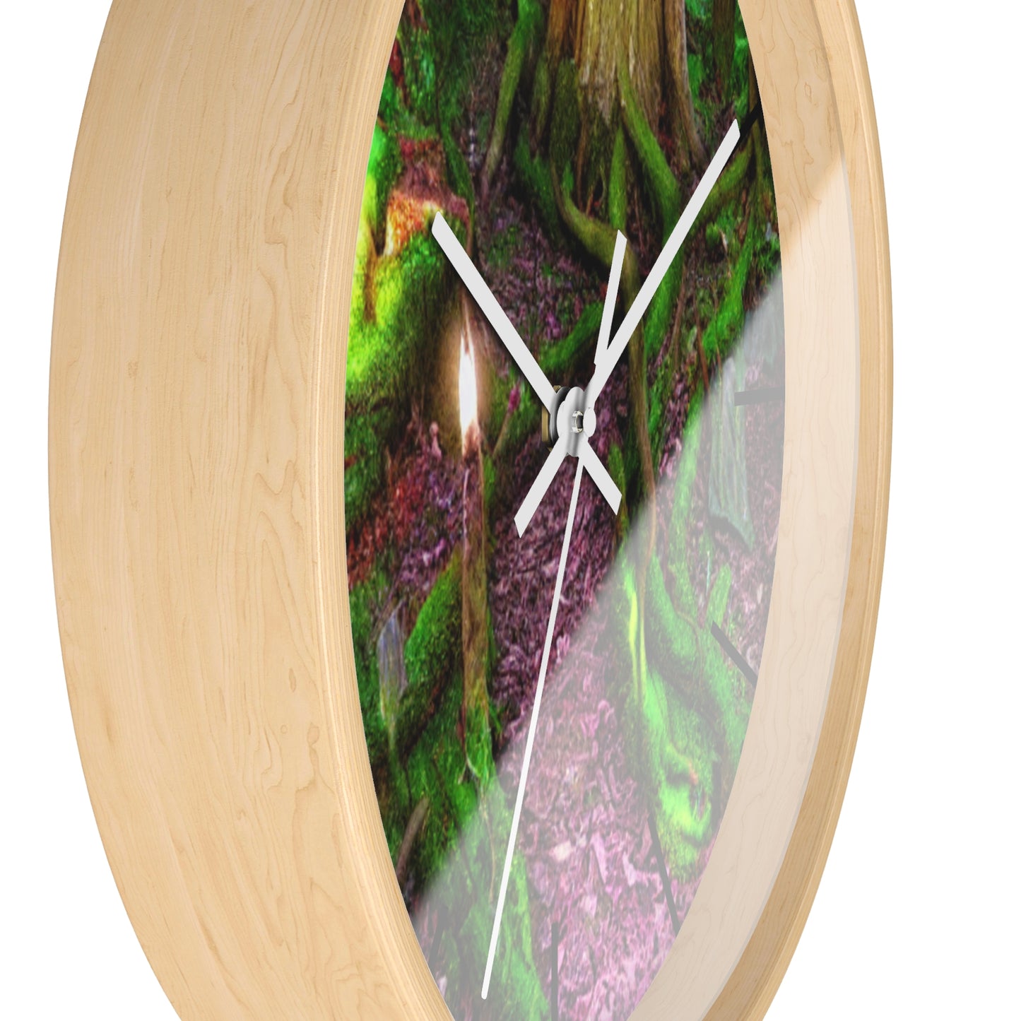 Enchanted Forest Wall Clock — Mossy Tree Roots with Candlelight