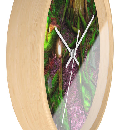 Enchanted Forest Wall Clock — Mossy Tree Roots with Candlelight