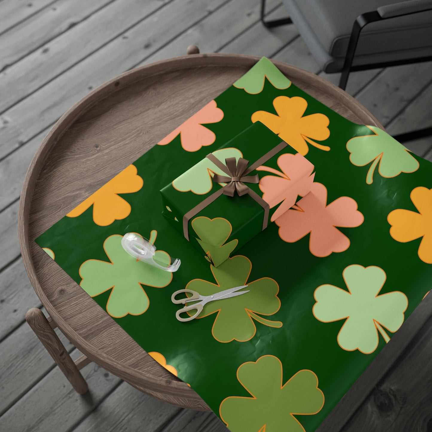 Clover Pattern Wrapping Paper — Green Shamrock Gift Wrap for St. Patrick’s Day & Spring Celebrations