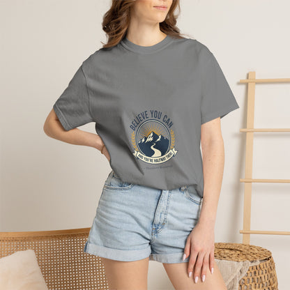 Believe You Can Mountain Motif T-Shirt