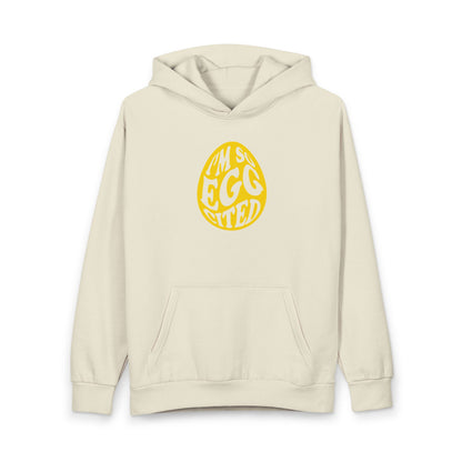 Easter 'I'm So Egg-cited' Hoodie — Cute Yellow Egg Graphic Pullover