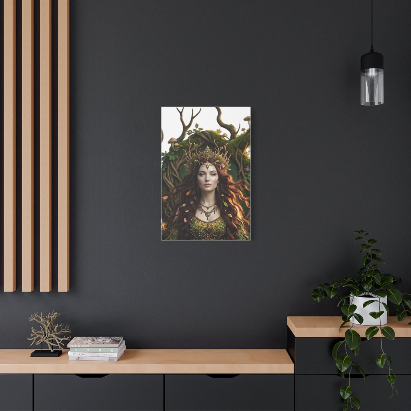 Forest Goddess Canvas Print – Ethereal Redhead Portrait Matte Stretched Wall Art