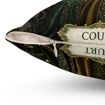 Celtic Triple Goddess Decorative Pillow — Green Goddess Fantasy Throw Pillow