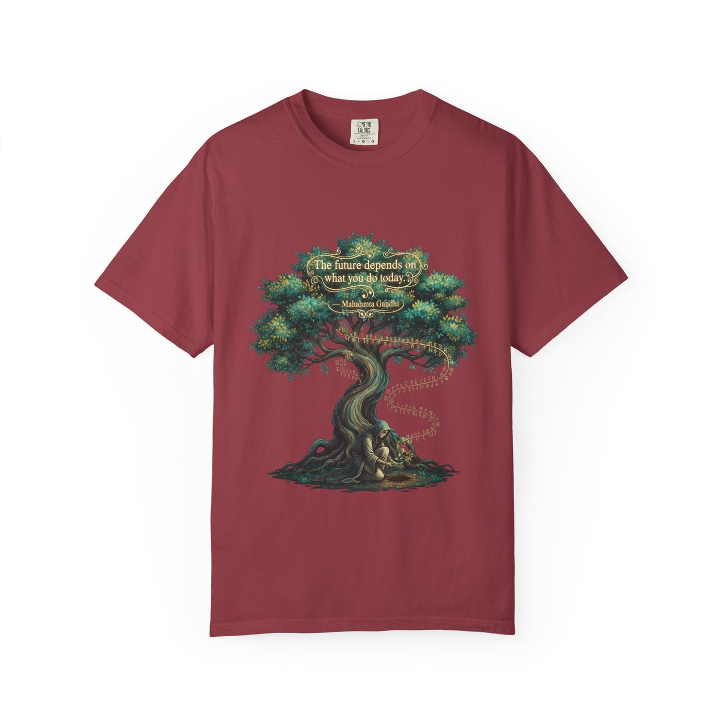 Tree of Wisdom T‑Shirt — "The future depends on what we do today" Nature Quote Tee