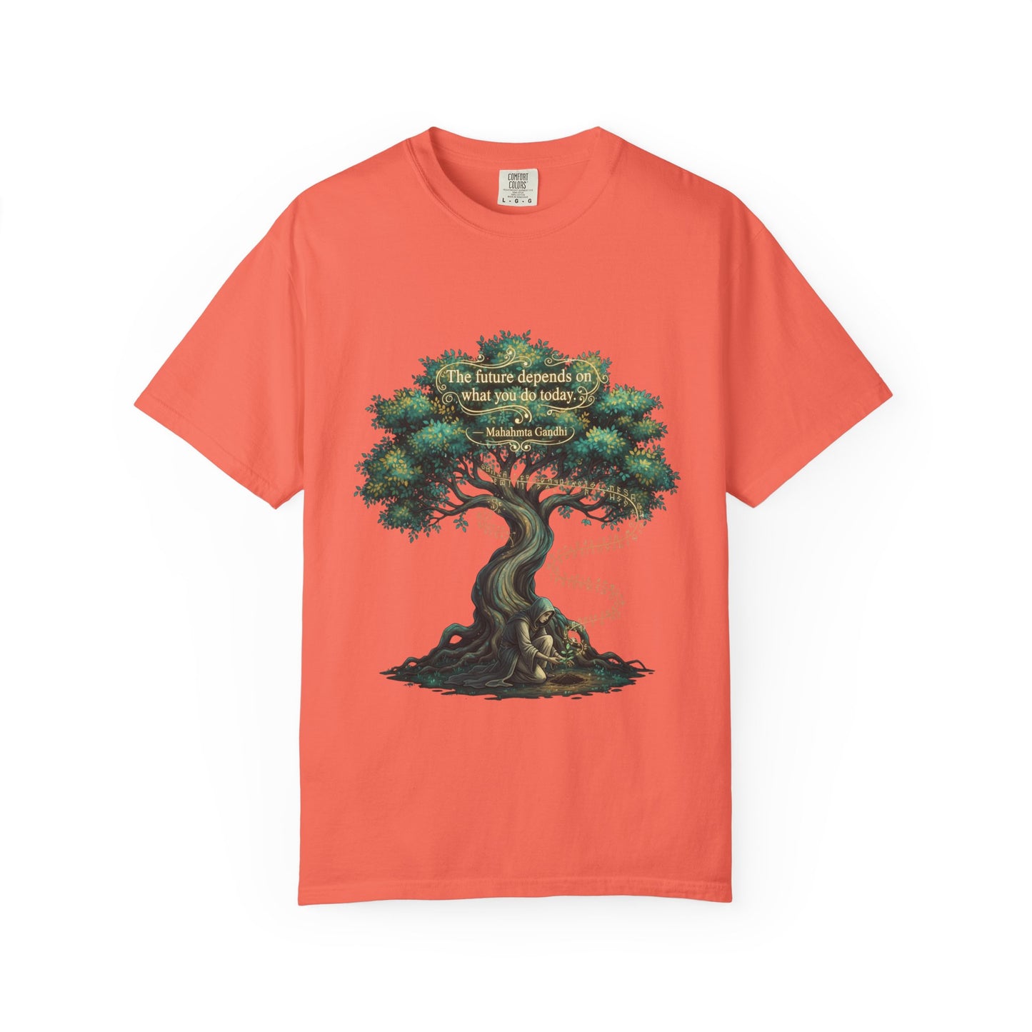 Tree of Wisdom T‑Shirt — "The future depends on what we do today" Nature Quote Tee