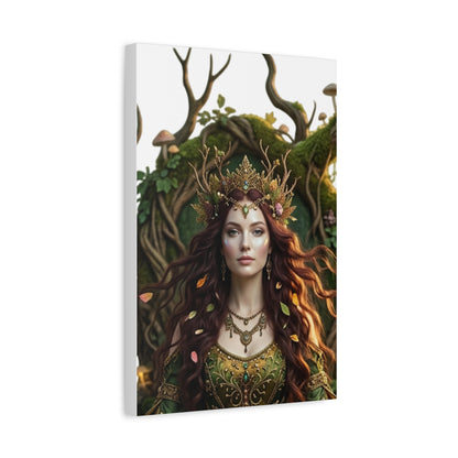 Forest Goddess Canvas Print – Ethereal Redhead Portrait Matte Stretched Wall Art