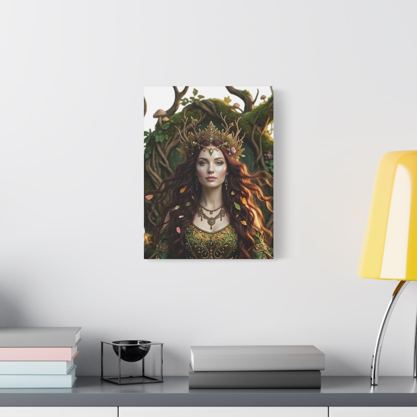 Forest Goddess Canvas Print – Ethereal Redhead Portrait Matte Stretched Wall Art