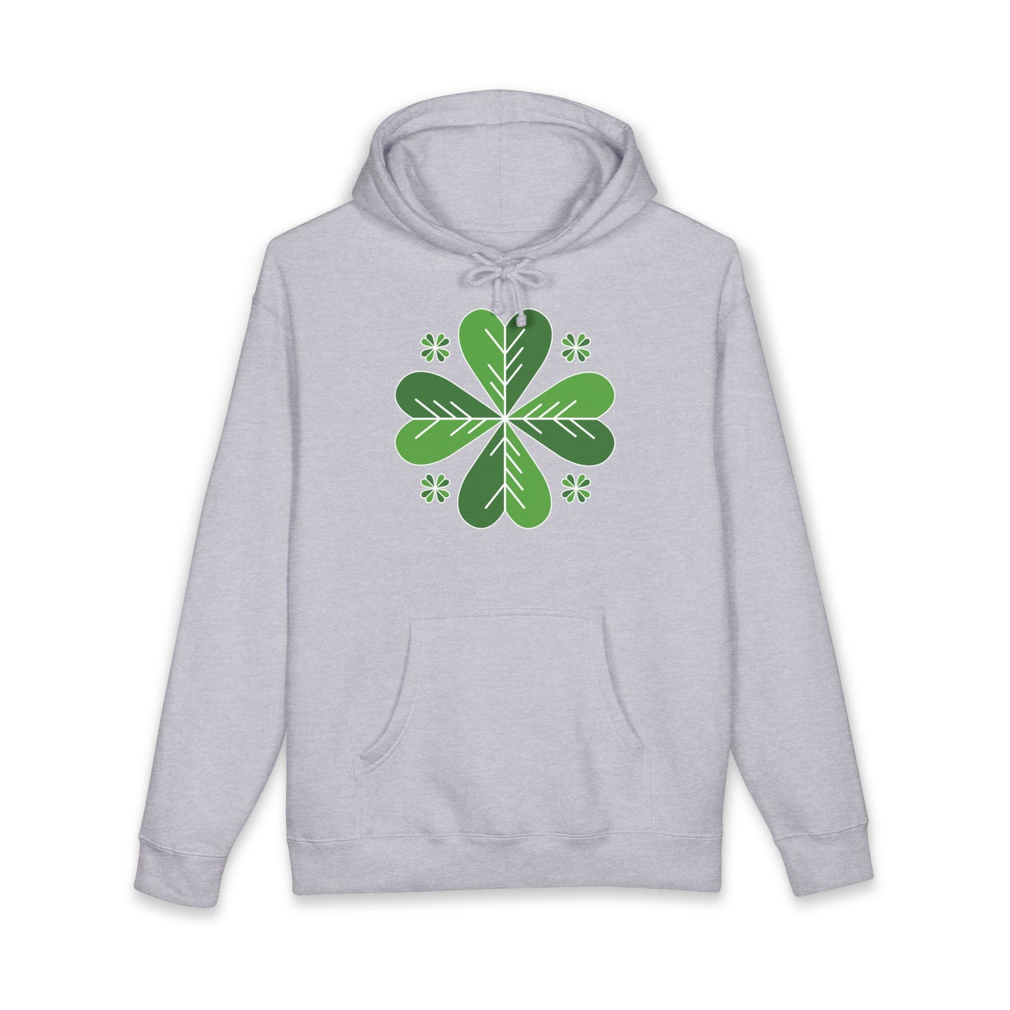 St. Patrick’s Day Clover Hoodie — Green Four-Leaf Shamrock Design
