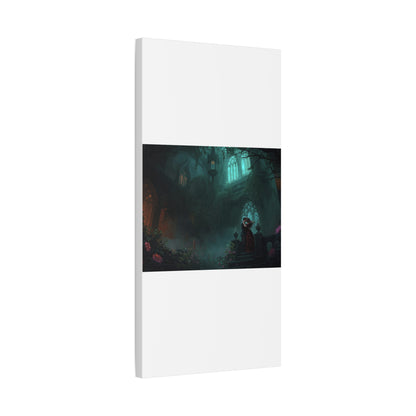 Gothic Romance Matte Canvas Wall Art — Enchanted Ruins with Lovers