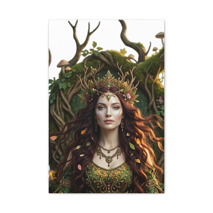 Forest Goddess Canvas Print – Ethereal Redhead Portrait Matte Stretched Wall Art