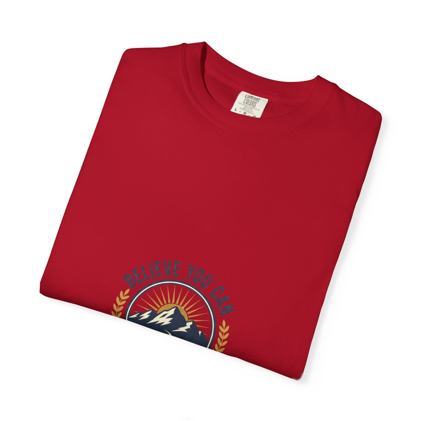 Believe You Can Mountain Motif T-Shirt