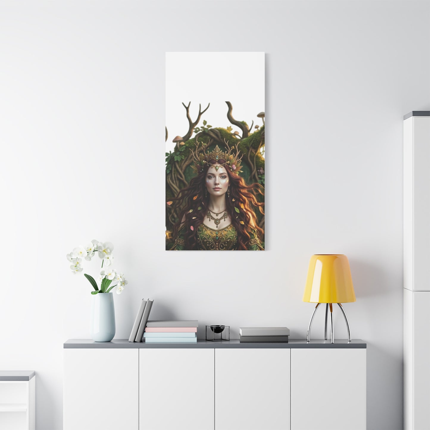 Forest Goddess Canvas Print – Ethereal Redhead Portrait Matte Stretched Wall Art