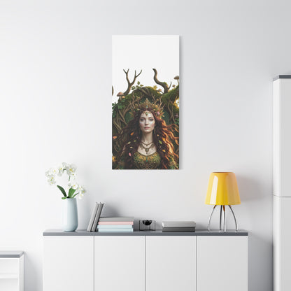 Forest Goddess Canvas Print – Ethereal Redhead Portrait Matte Stretched Wall Art