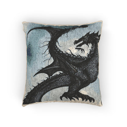Woven Pillow — Gothic Dragon Needlepoint Decorative Pillow