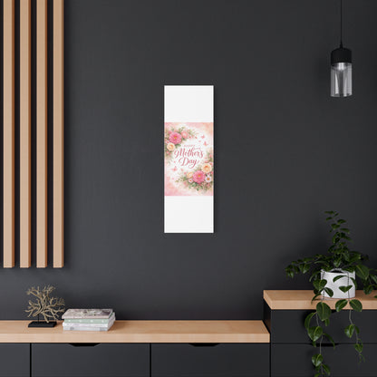 Mother's Day Canvas Wall Art - "Happy Mother's Day" Floral Stretched Matte Print
