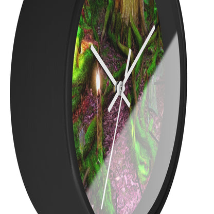 Enchanted Forest Wall Clock — Mossy Tree Roots with Candlelight