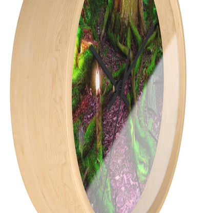 Enchanted Forest Wall Clock — Mossy Tree Roots with Candlelight