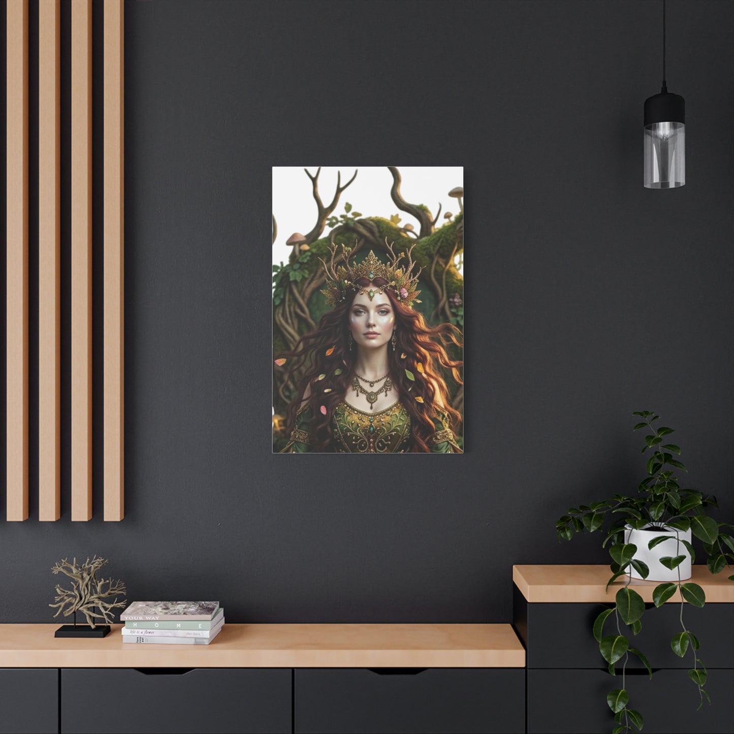 Forest Goddess Canvas Print – Ethereal Redhead Portrait Matte Stretched Wall Art