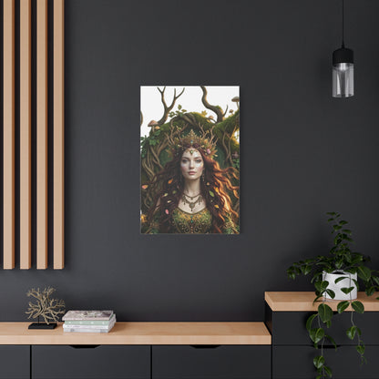Forest Goddess Canvas Print – Ethereal Redhead Portrait Matte Stretched Wall Art