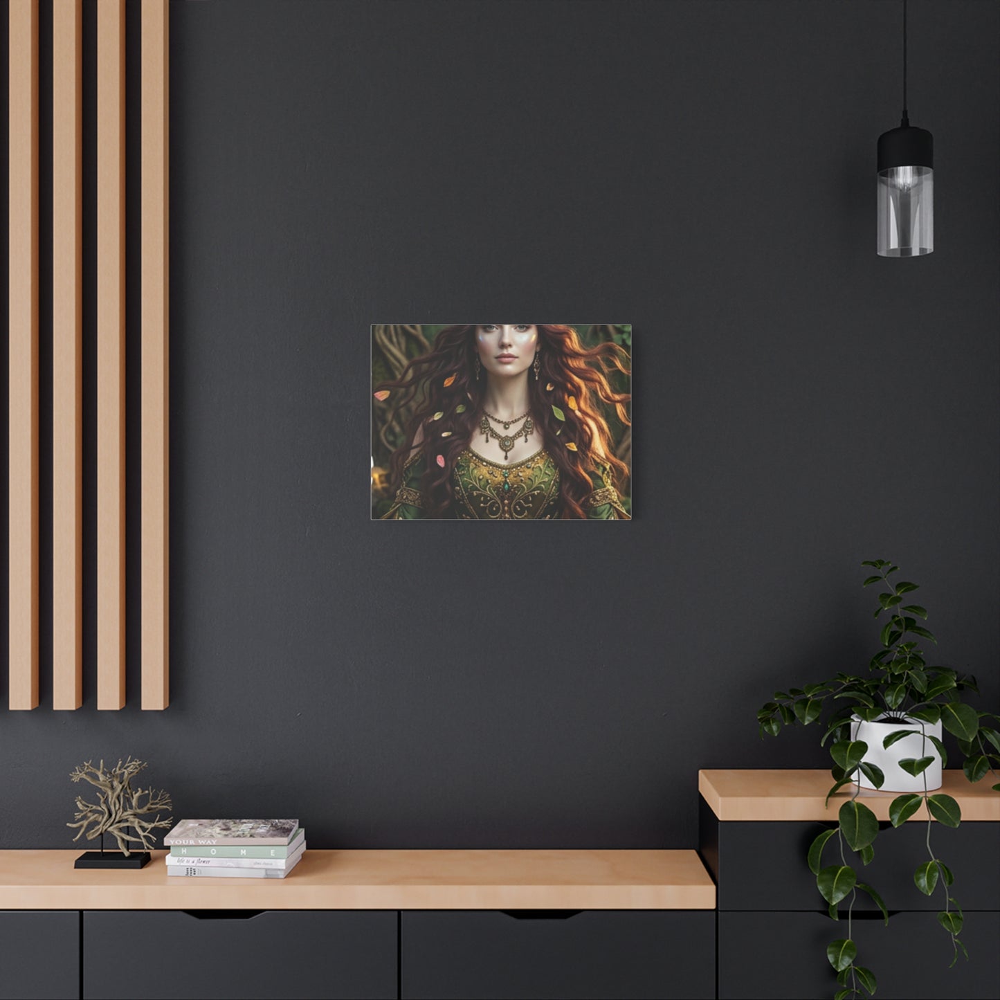 Forest Goddess Canvas Print – Ethereal Redhead Portrait Matte Stretched Wall Art