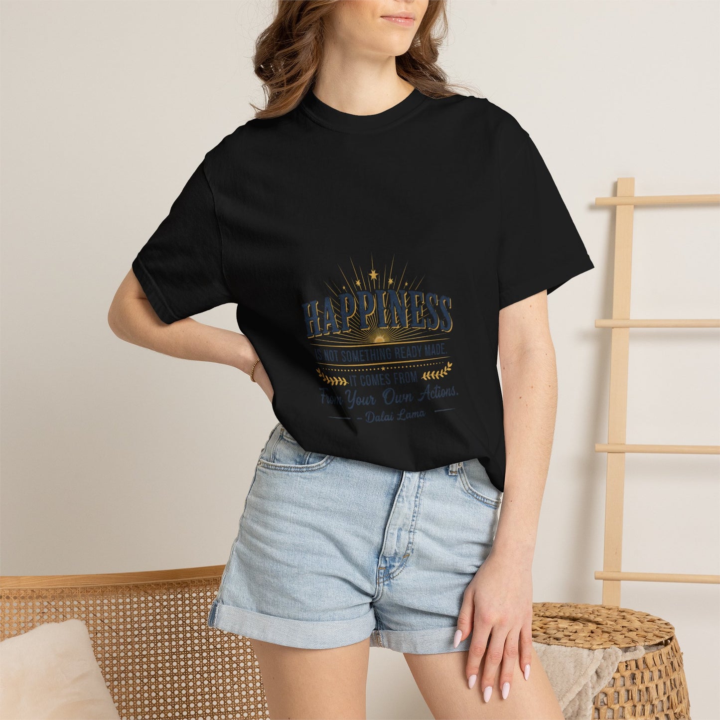 Happiness Quote T-Shirt — "Happiness is not something ready made" Inspirational Graphic Tee