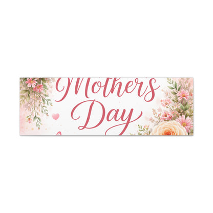 Mother's Day Canvas Wall Art - "Happy Mother's Day" Floral Stretched Matte Print