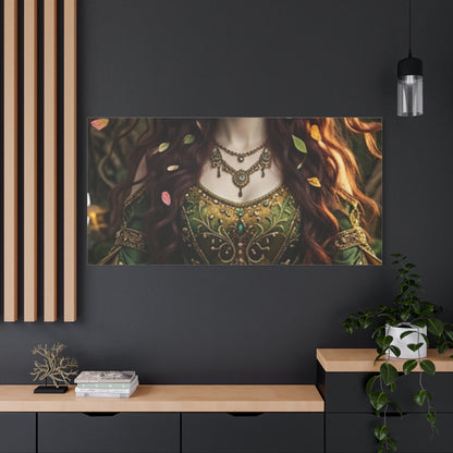 Forest Goddess Canvas Print – Ethereal Redhead Portrait Matte Stretched Wall Art