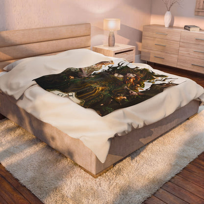 Court of the Forest Queen Velveteen Plush Blanket — Fantasy Goddess Throw