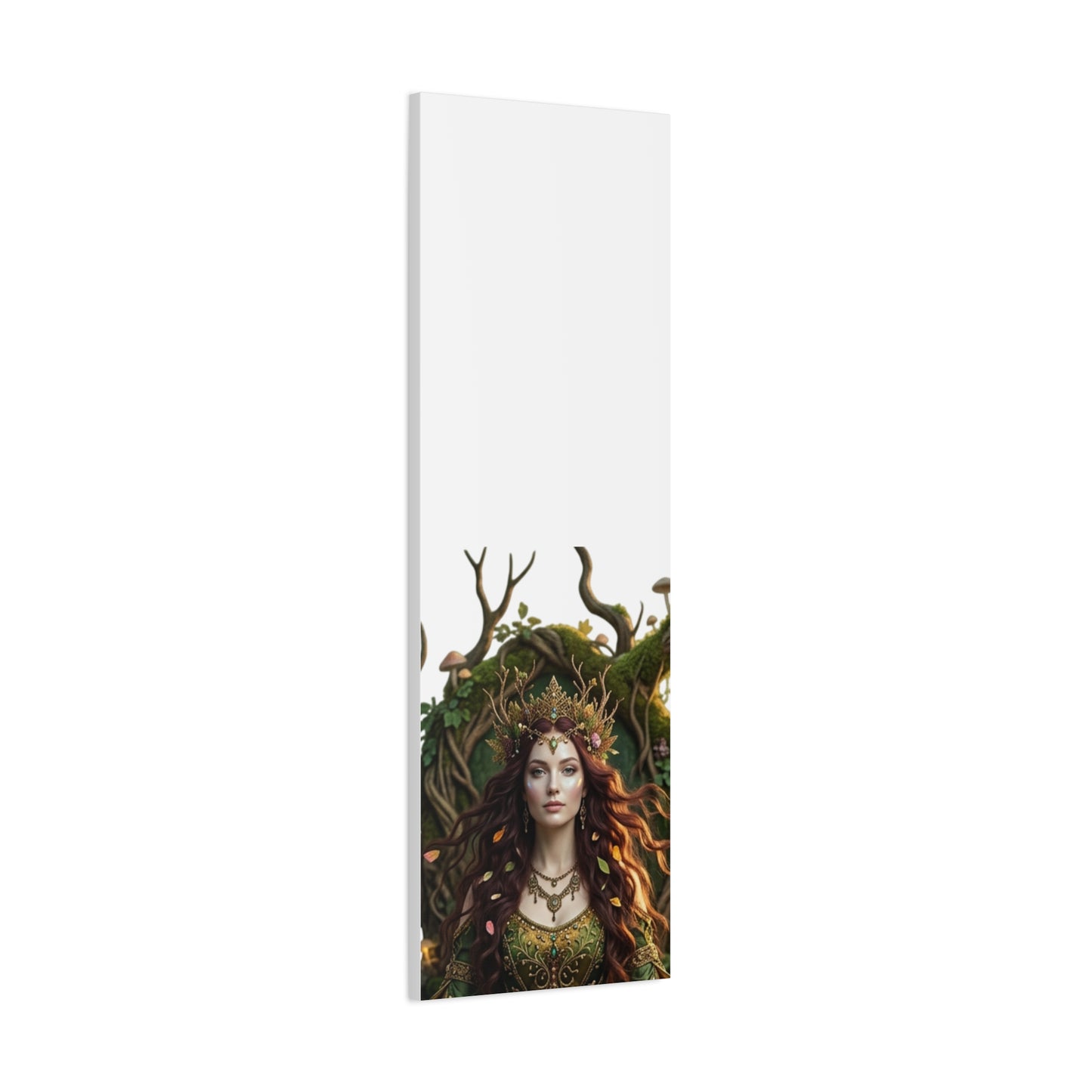 Forest Goddess Canvas Print – Ethereal Redhead Portrait Matte Stretched Wall Art