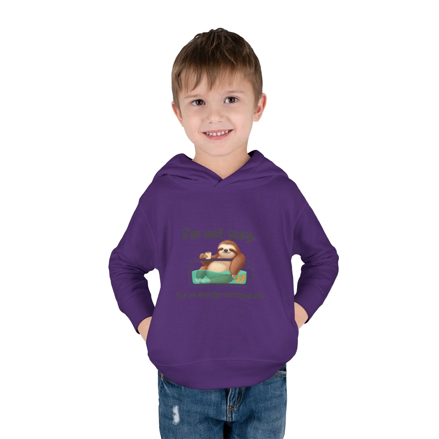 Toddler Hoodie — "I'm Not Lazy" Sloth Energy-Saving Pullover