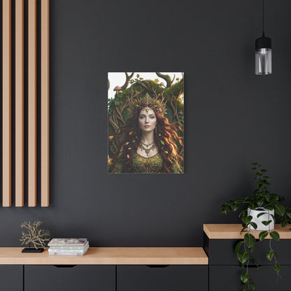 Forest Goddess Canvas Print – Ethereal Redhead Portrait Matte Stretched Wall Art