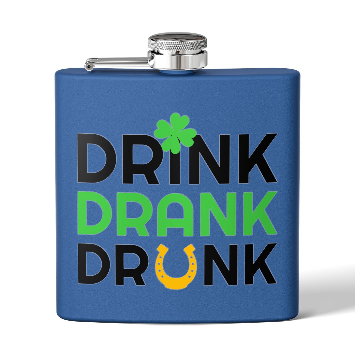 Stainless Flask — "Drink Drank Drunk" St. Patrick's Day 6oz Hip Flask