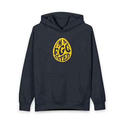 Easter 'I'm So Egg-cited' Hoodie — Cute Yellow Egg Graphic Pullover