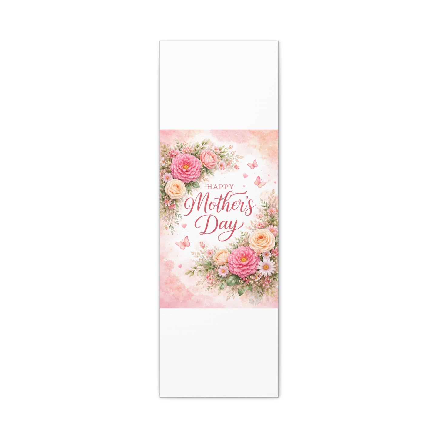 Mother's Day Canvas Wall Art - "Happy Mother's Day" Floral Stretched Matte Print