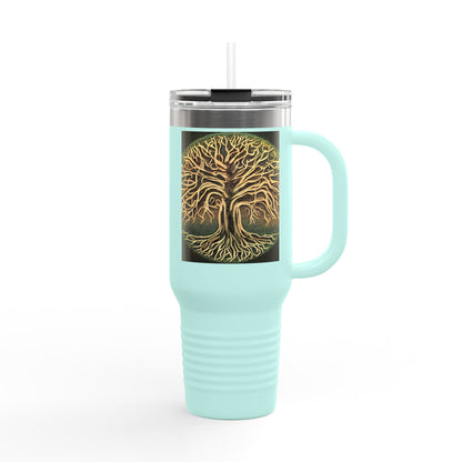40oz Insulated Travel Mug — Golden Tree of Life Design